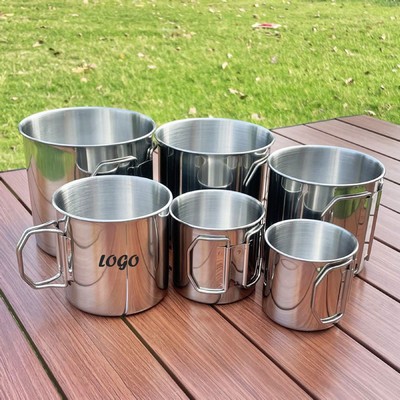 Stainless Steel Camping Mugs With Foldable Handle
