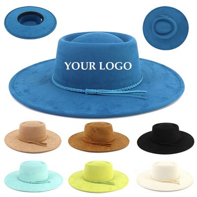 Wide Brim Fedora Hat for Men Women