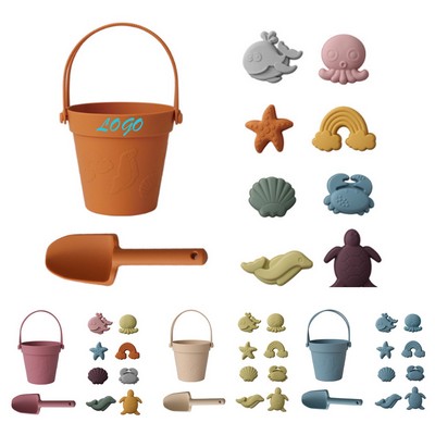 10-Piece Kids' Silicone Beach Toy Set, Outdoor Sand Play Bucket with Shovels(Free Shipping)