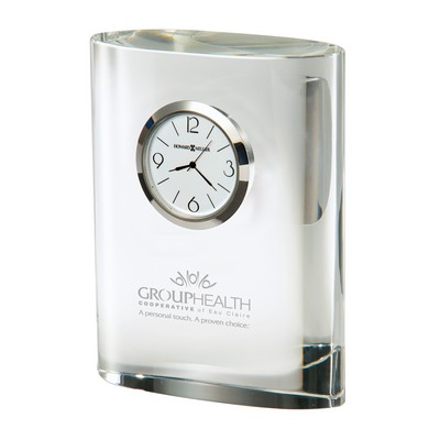 Fresco Oval Crystal Award Clock w/ Silver Bezel
