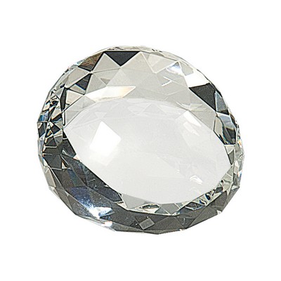 2.5" Round Crystal Facet Slant Paperweight