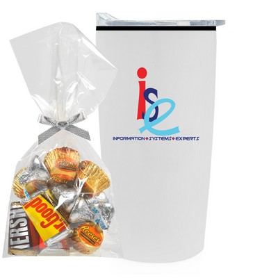 Promo Revolution - 20 Oz. Straight Tumbler w/Plastic Liner Gift Set w/Hershey Mix Mug Stuffer