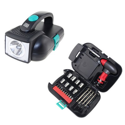 Household Tool Kit with LED Flashlight