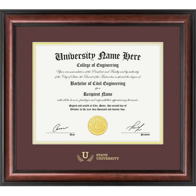 Carlton 11x14 Diploma / Certificate Frame (Mahogany/Burgundy) 19"x21"