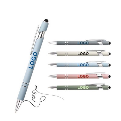 Click Action Double Ring Aluminum Metal Gloss Ballpoint Pen
