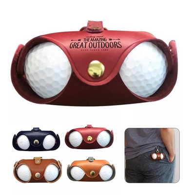 Leather Golf Ball Carrier w/ Carabiner