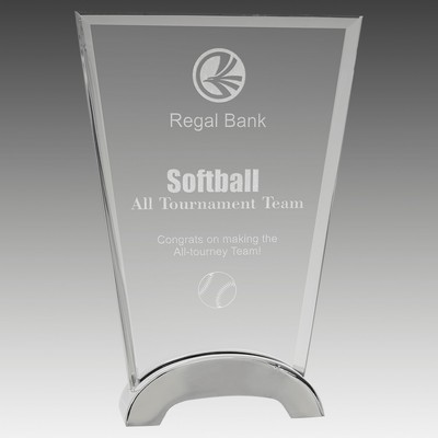 7.5" Fan Platinum Glass with Arch Metal Base
