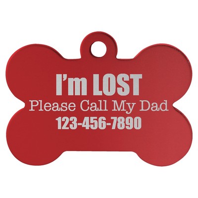 1.5" x 1" Red Anodized Aluminum Bone Pet Tag