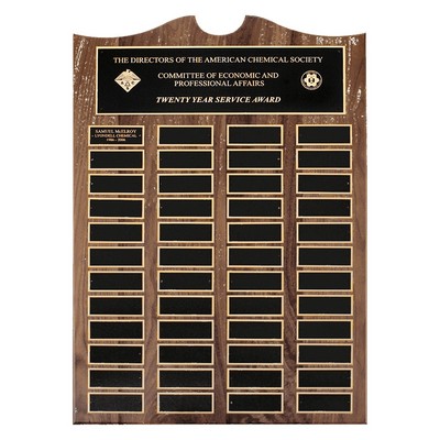 American Walnut 36 Plate Perpetual Plaque w/Brass Plates