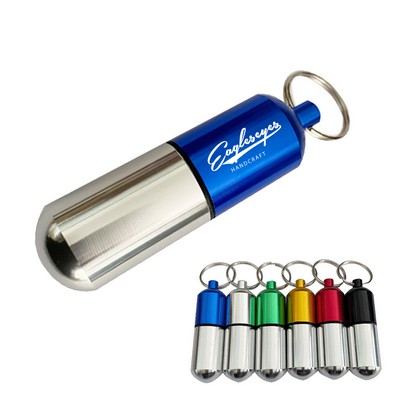 Aluminum Pill Box with Keychain Clip