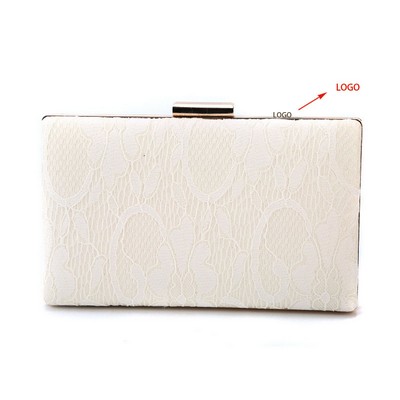 Satin White Lace Evening Clutch Bag
