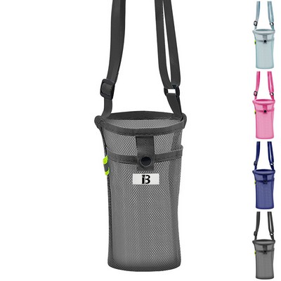 Portable Mesh Water Bottle Bag W/ Pocket