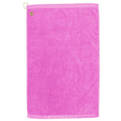 Premium Velour Golf Towel w/ Upper Left Corner Hook & Grommet (Color Embroidered)