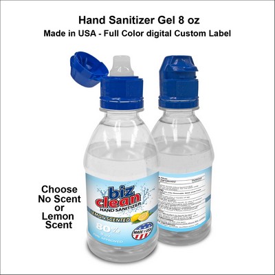Hand Sanitizer Gel 8 oz - 80% Alcohol - USA Made - Custom label No Extra Tariff