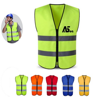 Reflective Safety Vest With Zipper Closure