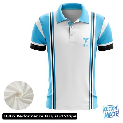 Sublimation Performance Short Sleeve Polo - 160G Jacquard Stripe - Men, Wom