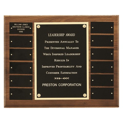 American Walnut 12 Plate Perpetual Plaque w/Brass Plates