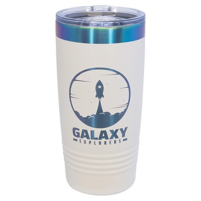 Polar Camel 20 oz. White/Prism ION-Plated Ringneck Tumbler with Slider Lid