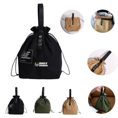 Drawstring Lunch Bag Insulated Bento Meal Reusable Handbag