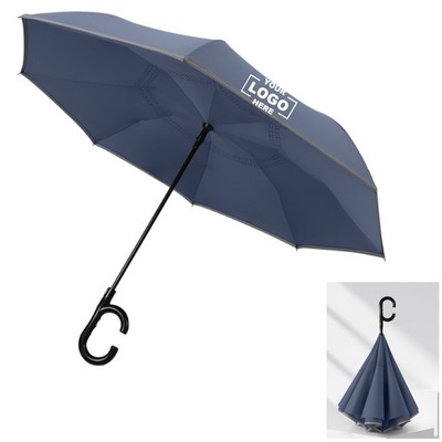 Inverted Reverse Umbrella With C-Shaped Handle