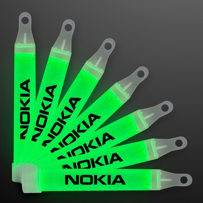 4" Green Mid-Sized Glow Sticks with Lanyard - Domestic Print