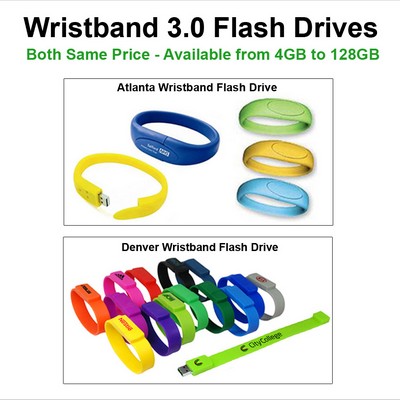 Wristband 3.0 Flash Drives - 16GB Memory No Extra Tariff