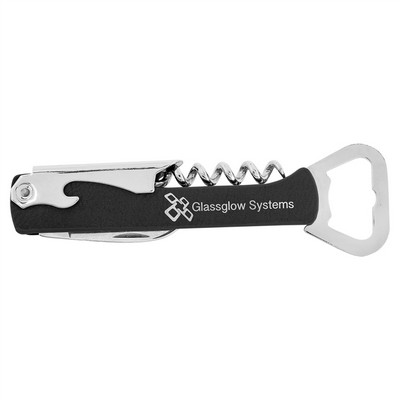 Corkscrew Wine Bottle Opener, Black Faux Leather