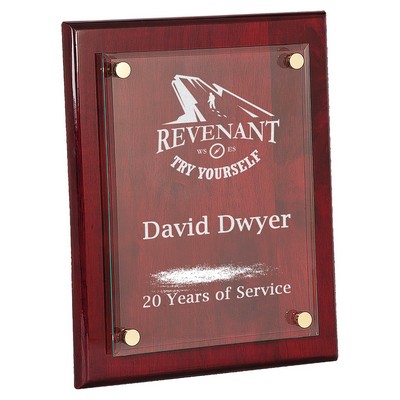 10.5" x 13" Rosewood Piano Finish Floating Glass Plaque