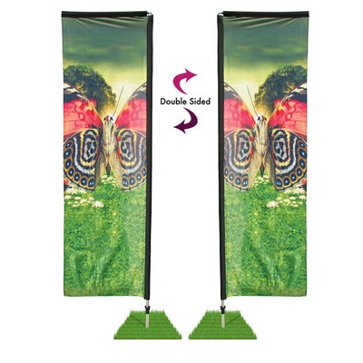10' Double Sided Rectangle Wind Flag / Spike Base