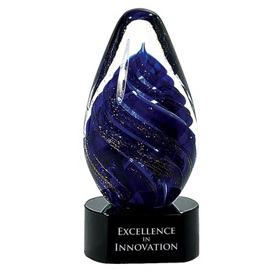 6.5" Blue Tear Drop Art Glass