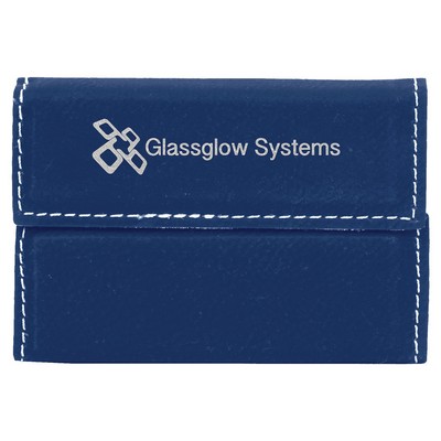 Blue/Silver Leatherette Hard Business Card Holder
