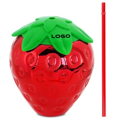 20oz Strawberry Shaped Tumbler with Straw