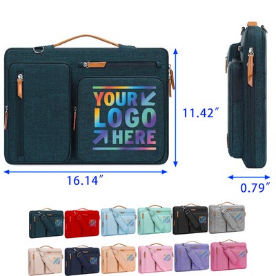 Protective Laptop Shoulder Bag 15 to 15.6 Inches Computer Bag with 4 Zipper Pockets and Handle