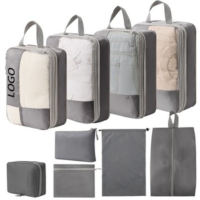Cross Grid 9-Piece Set Of Compressible Luggage Organizers