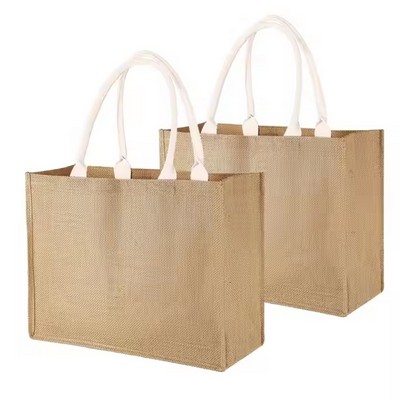 Reticule Handle Burlap Shopping Bag