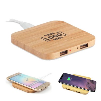 Fast 15W Bamboo Wireless Phone Charger.