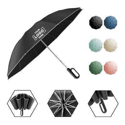 Reverse Folding Travel Umbrella with Clip Handle