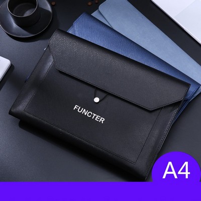 Premium PU Leather A4 Document Envelope With Flap For Files, Books & Stationery