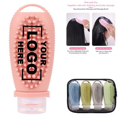 Silicone Bath Massage Brush with Scrubber & Integrated Dispenser Bottles