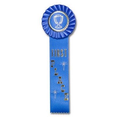 11" First Place Stock Rosette w/Trophy Cup Medallion