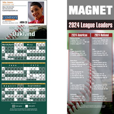 Oakland Pro Baseball Schedule Magnet (3 1/2"x8 1/2")