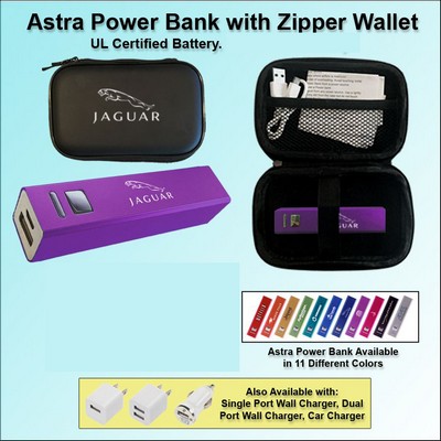 Astra Power Bank Gift Set in Zipper Wallet 2000 mAh - Purple No Extra Tariff