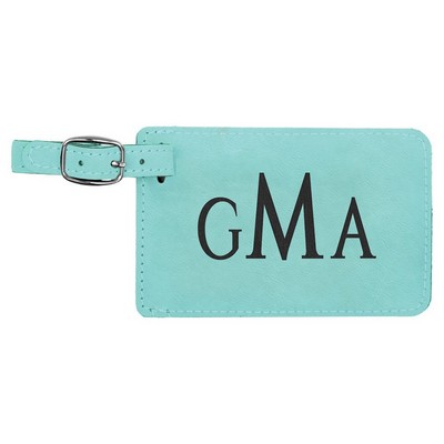 4 1/4" x 2 3/4" Teal Leatherette Luggage Tag