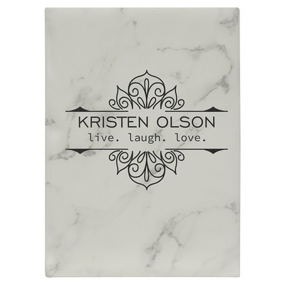 7" x 9 3/4" White Marble Leatherette Journal-Lined Paper