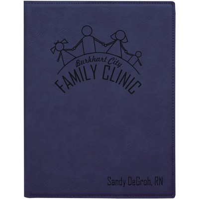 7" x 9" Blue/Black Leatherette Small Portfolio with Notepad