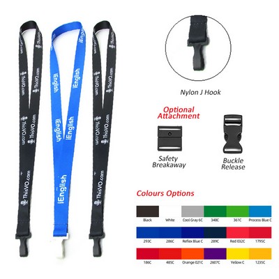 3/4" Screen Printed Polyester Lanyard w/Plastic J Hook