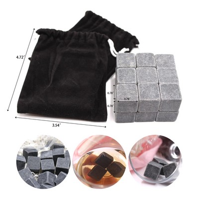 9 Pure Soapstone Reusable Whiskey Stone