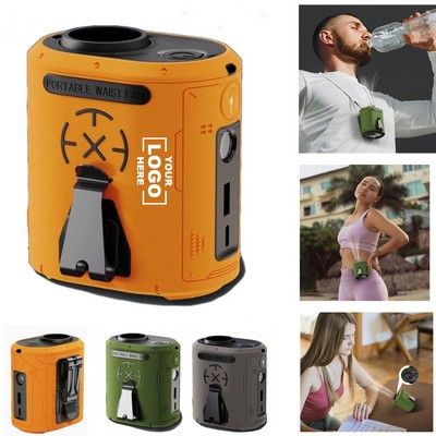 Rechargeable 5000mAh Portable Waist Clip-On Fan with Wearable Belt.