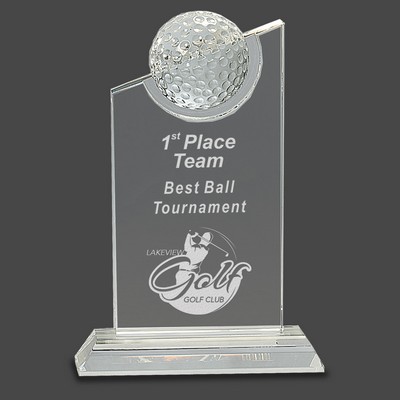 Clear Crystal Golf Pinnacle Award, Large (6"x8"H)