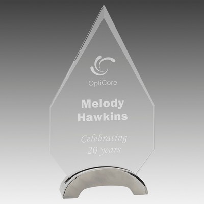 8.5" Diamond Platinum Glass with Arch Metal Base